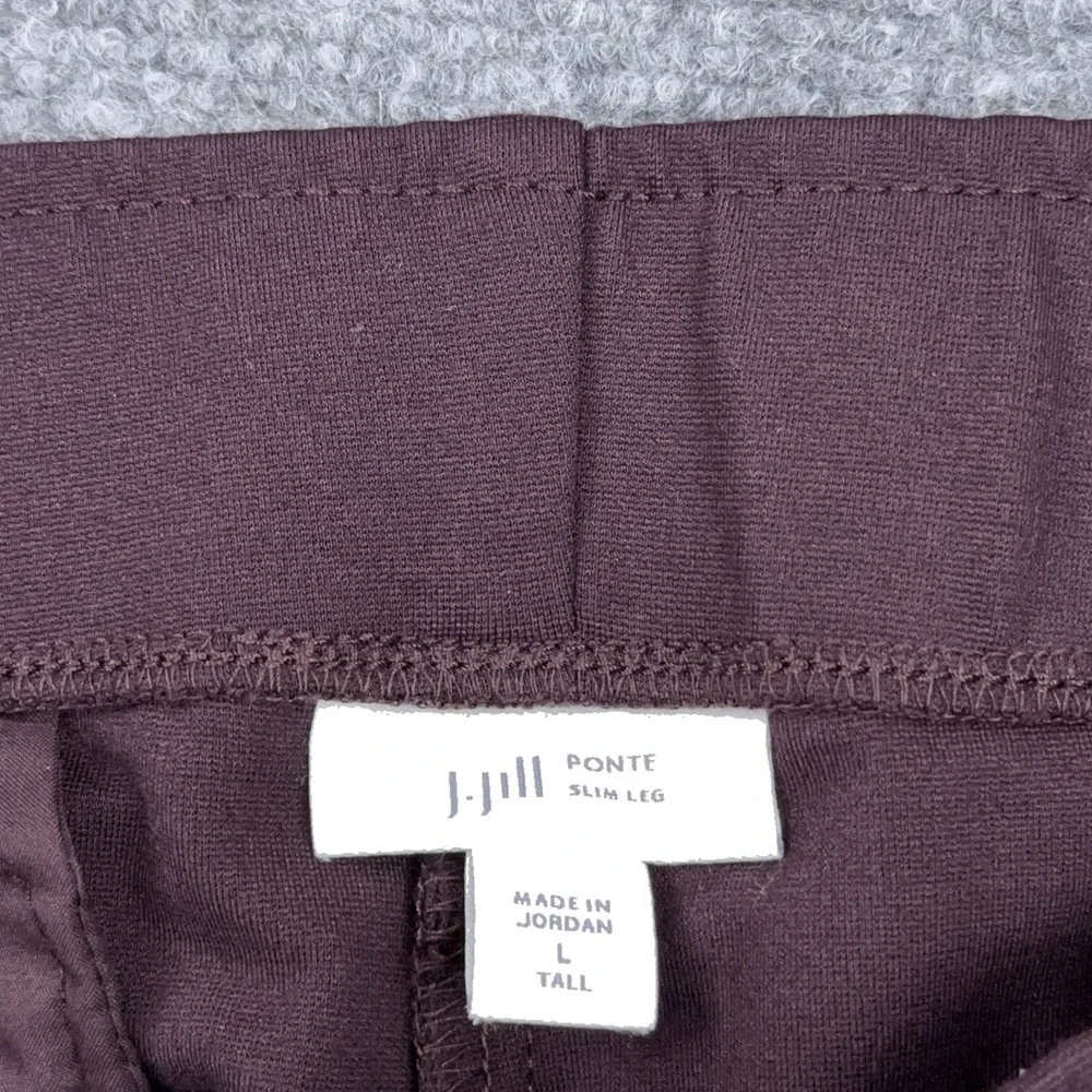 J Jill Ponte Slim Leg Pants LT Large Tall Burgundy‎ High Rise Pull On Stretch